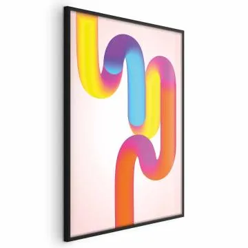 Plakat Tęczowe Rurki 21x30 cm z ramą czarną bez marginesu