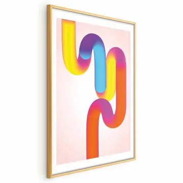 Plakat Tęczowe Rurki 29,7x42 cm z ramą złotą z marginesem