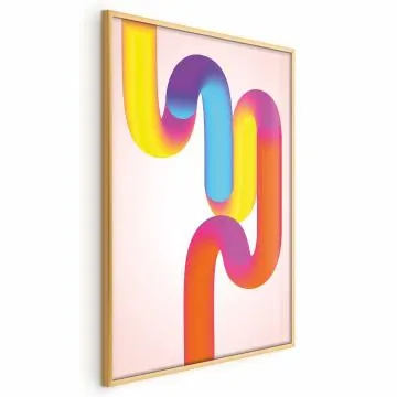 Plakat Tęczowe Rurki 60x90 cm z ramą złotą bez marginesu