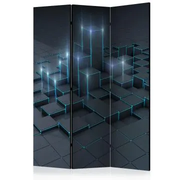 Parawan dwustronny 3D 135x172 cm 3-częściowy niebieski