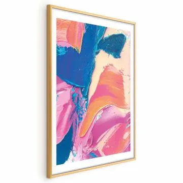 Plakat Kolorowa Ekspresja 40x60 cm z ramą złotą z marginesem