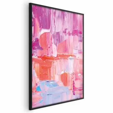 Plakat Kolorowe Pociągnięcia 30x21 cm z ramą czarną bez marginesu