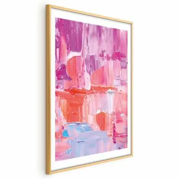 Plakat Kolorowe Pociągnięcia 42x29,7 cm z ramą złotą z marginesem