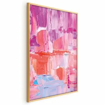 Plakat Kolorowe Pociągnięcia 42x29,7 cm z ramą złotą bez marginesu