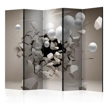 Parawan dwustronny 3D 225x172 cm 5-częściowy beżowy