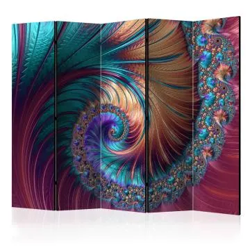 Parawan jednostronny Abstrakcje 225x172 cm 5-częściowy fioletowy