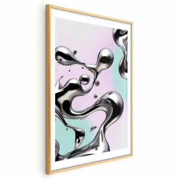 Plakat Metaliczne Płynności 40x60 cm z ramą złotą z marginesem