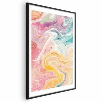 Plakat Kolorowy Chaos 60x90 cm z ramą czarną z marginesem
