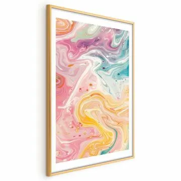 Plakat Kolorowy Chaos 60x90 cm z ramą złotą z marginesem