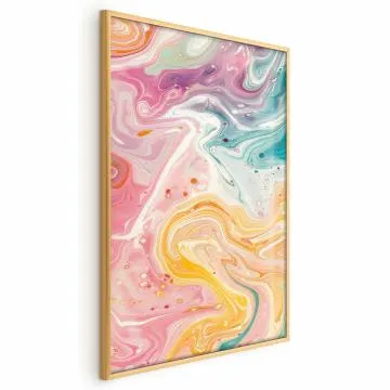 Plakat Kolorowy Chaos 60x90 cm z ramą złotą bez marginesu