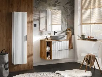 Szafka pod umywalkę nablatową ADEL WHITE 82 60cm biała - zestaw 80cm z regałem i blatem