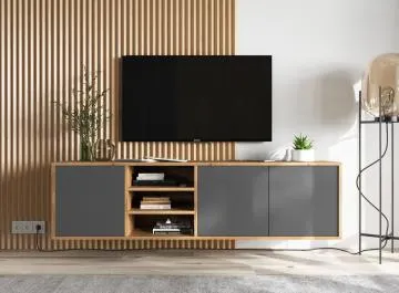 Szafka RTV NILA 2 150 dąb wotan/grafit mat