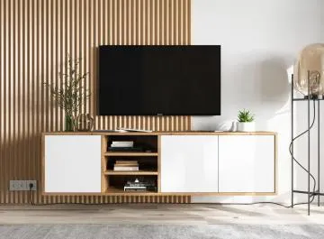 Szafka RTV NILA 2 150 dąb wotan/biała mat