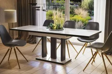 Stół rozkładany APPIA BLACK 130(210)x80 biały połysk/czarny
