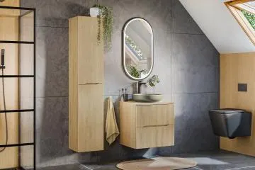 Szafka pod umywalkę nablatową NORDIC CREMONA 2S 60cm dąb cremona z blatem