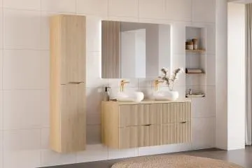 Szafka pod umywalkę NORDIC CREMONA 2S 60cm dąb cremona z umywalką nablatową WIKI