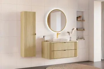 Szafka pod umywalkę nablatową OVALIA CREMONA 2S 120cm dąb cremona z blatem