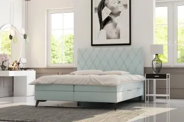 Łóżko kontynentalne IBETIO 180x200 jasno szare velvet z pojemnikiem