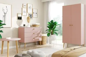 Komoda LEBEL 2 z szufladami 100cm różowa