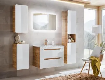 Szafka pod umywalkę ARUBA 821 80 cm biała/dąb