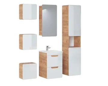 Szafka łazienkowa ARUBA 842 40 cm dąb z lustrem