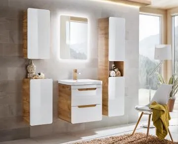 Szafka pod umywalkę ARUBA 824 50 cm biała/dąb