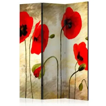 Parawan akustyczny Kwiaty 135x172 cm 3-częściowy beżowy