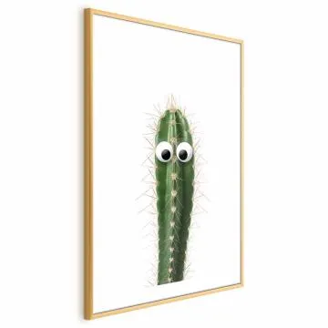 Plakat Żywy kaktus 60x90 cm z ramą złotą z marginesem
