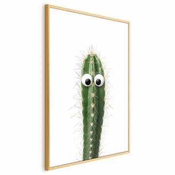 Plakat Żywy kaktus 60x90 cm z ramą złotą bez marginesu