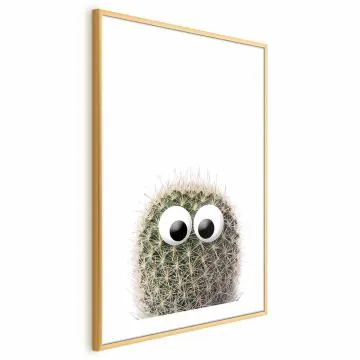 Plakat Kaktus z oczami 29,7x42 cm z ramą złotą z marginesem