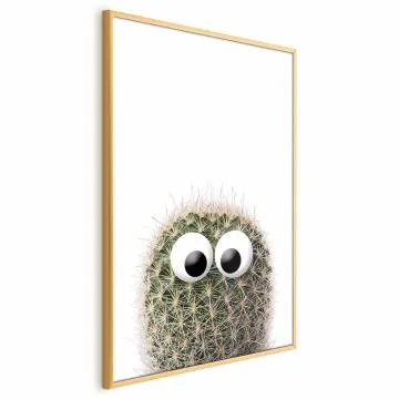 Plakat Kaktus z oczami 29,7x42 cm z ramą złotą bez marginesu