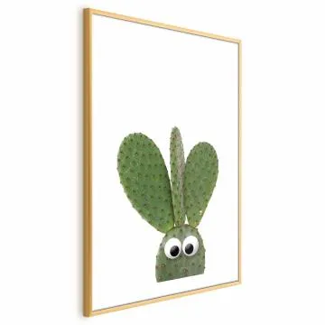 Plakat Uszaty kaktus 21x30 cm z ramą złotą z marginesem