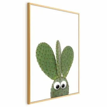 Plakat Uszaty kaktus 40x60 cm z ramą złotą bez marginesu