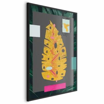 Plakat złotą liść 29,7x42 cm z ramą czarną bez marginesu