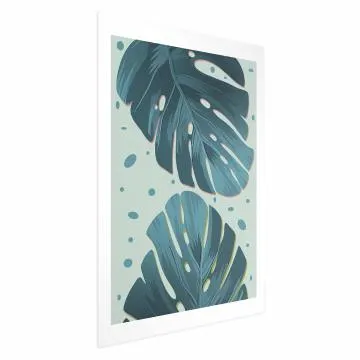 Plakat Zroszone liście 60x90 cm bez ramy z marginesem