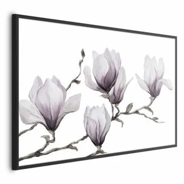 Plakat Malowane magnolie 90x60 cm z ramą czarną bez marginesu