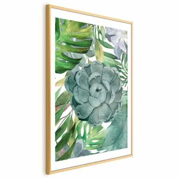 Plakat Tropikalna flora 60x90 cm z ramą złotą z marginesem