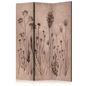 Parawan akustyczny Kwiaty 135x172 cm 3-częściowy beżowy