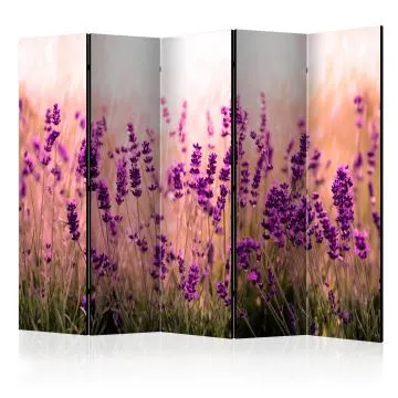 Parawan jednostronny Kwiaty 225x172 cm 5-częściowy różowy