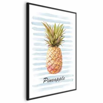 Plakat Ananas i paski 21x30cm z ramą czarną bez marginesu