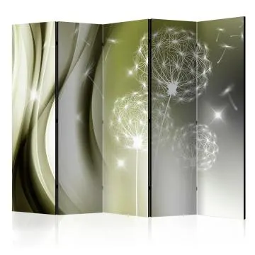 Parawan dwustronny Kwiaty 225x172 cm 5-częściowy biały