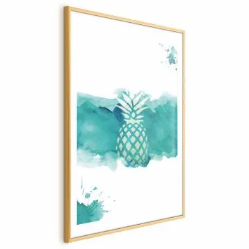 Plakat Ananas 21x30cm z ramą złotą z marginesem