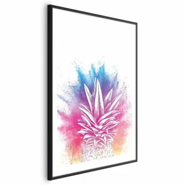 Plakat Kolorowy ananas 29,7x42 cm z ramą czarną z marginesem