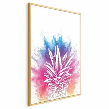 Plakat Kolorowy ananas 29,7x42 cm z ramą złotą bez marginesu