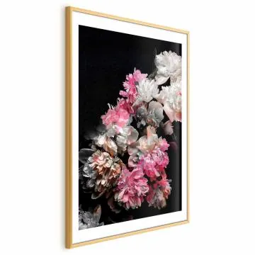 Plakat Bukiet w mroku 40x60 cm z ramą złotą z marginesem