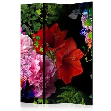 Parawan dwustronny Kwiaty 135x172 cm 3-częściowy wielokolorowy