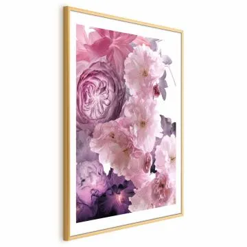 Plakat Wachlarz kwiatów 60x90 cm z ramą złotą z marginesem