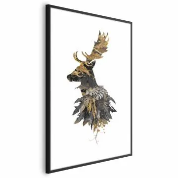 Plakat Leśny jeleń 29,7x42 cm z ramą czarną z marginesem