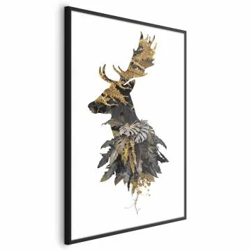 Plakat Leśny jeleń 29,7x42 cm z ramą czarną bez marginesu