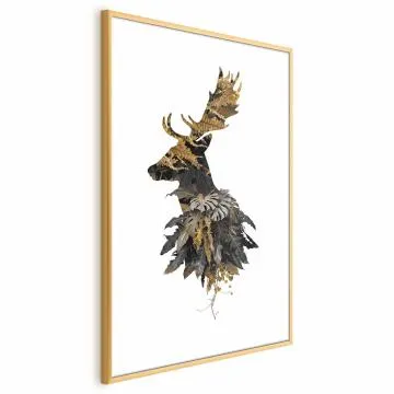 Plakat Leśny jeleń 40x60 cm z ramą złotą z marginesem